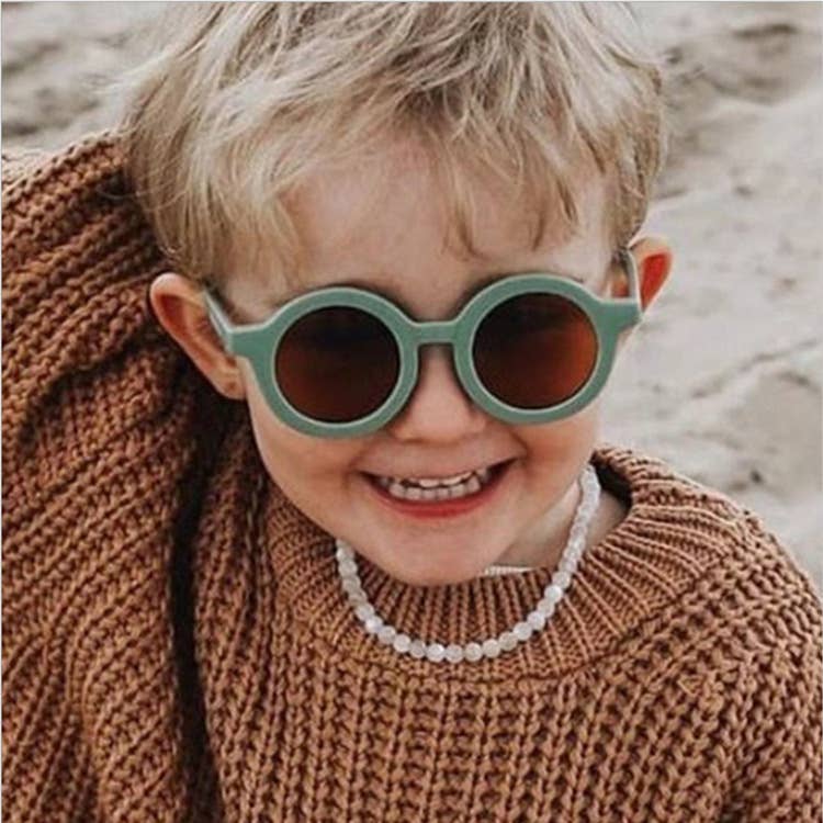 Kids Sunglasses - Leopard Green (Round)