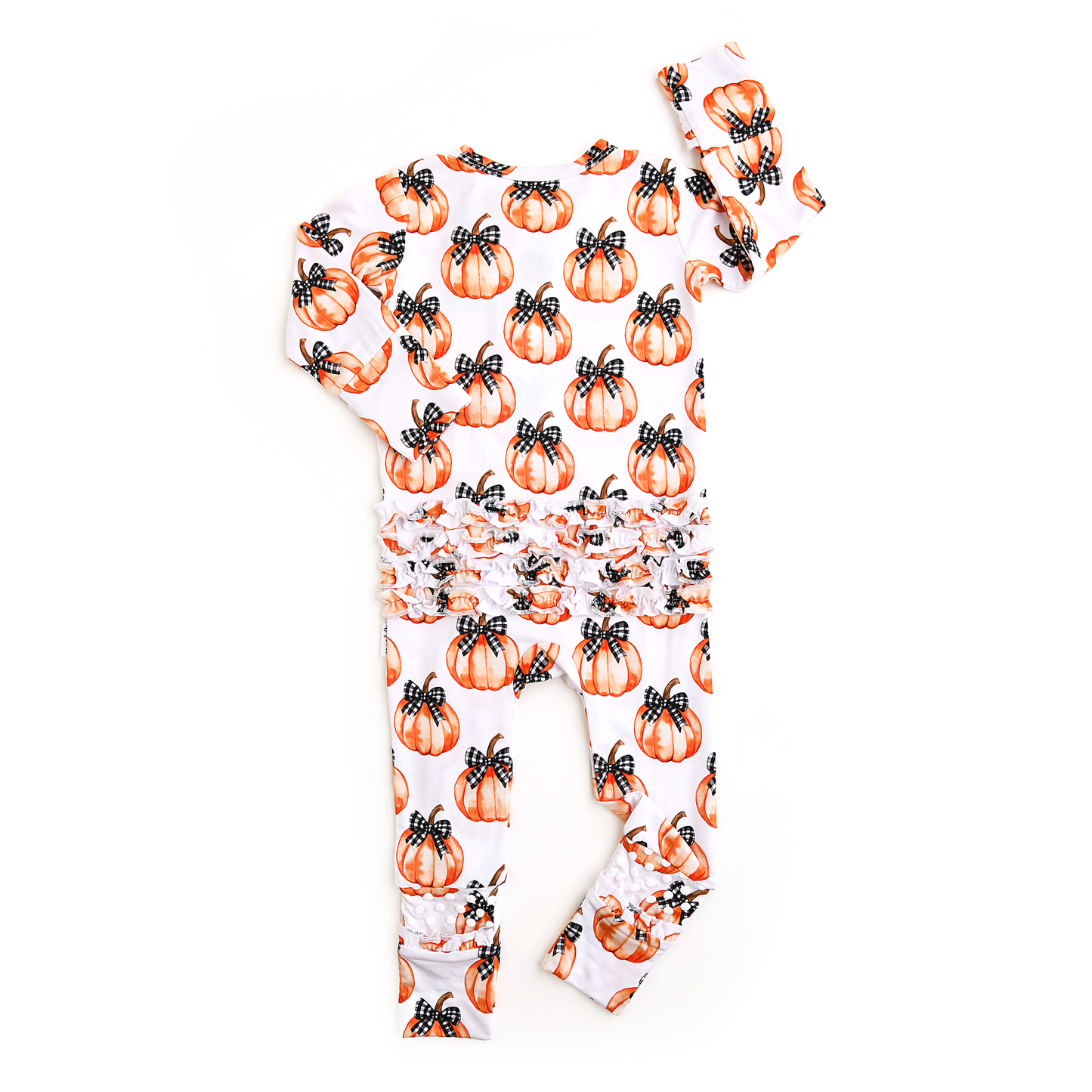 Lilith Pumpkin RUFFLE ZIP Halloween Bamboo Pumpkin Sleepies Little