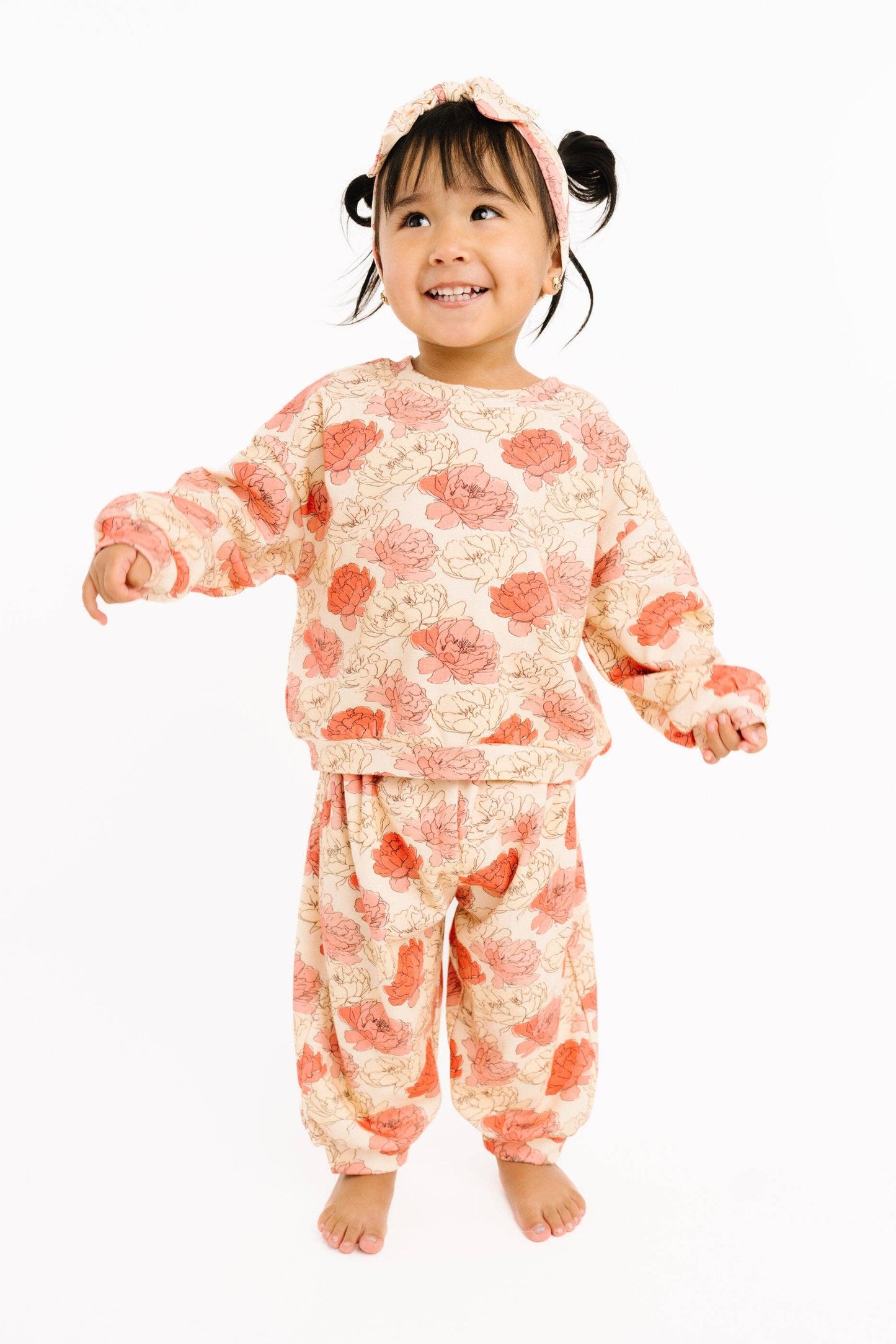 peony sweatsuit cozy cotton sweatsuit set – baby & toddler lounge set