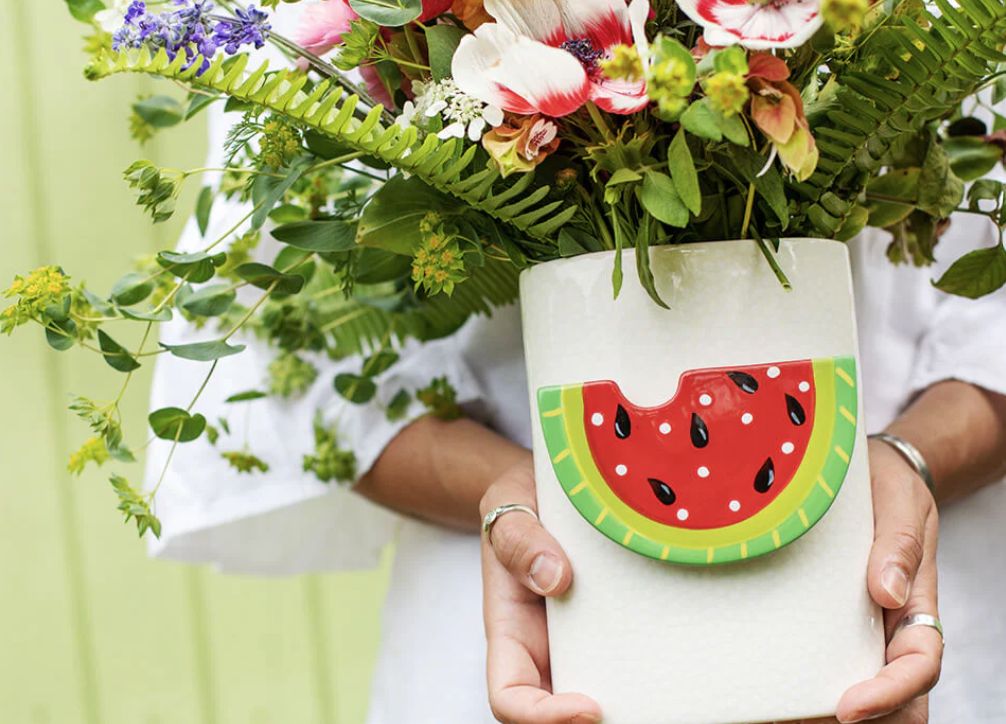 Happy Everything watermelon big ceramic interchangeable attachment for summer and BBQ décor