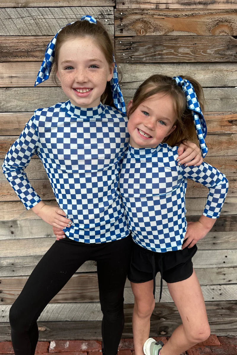 Mini Blue & White Mesh Top