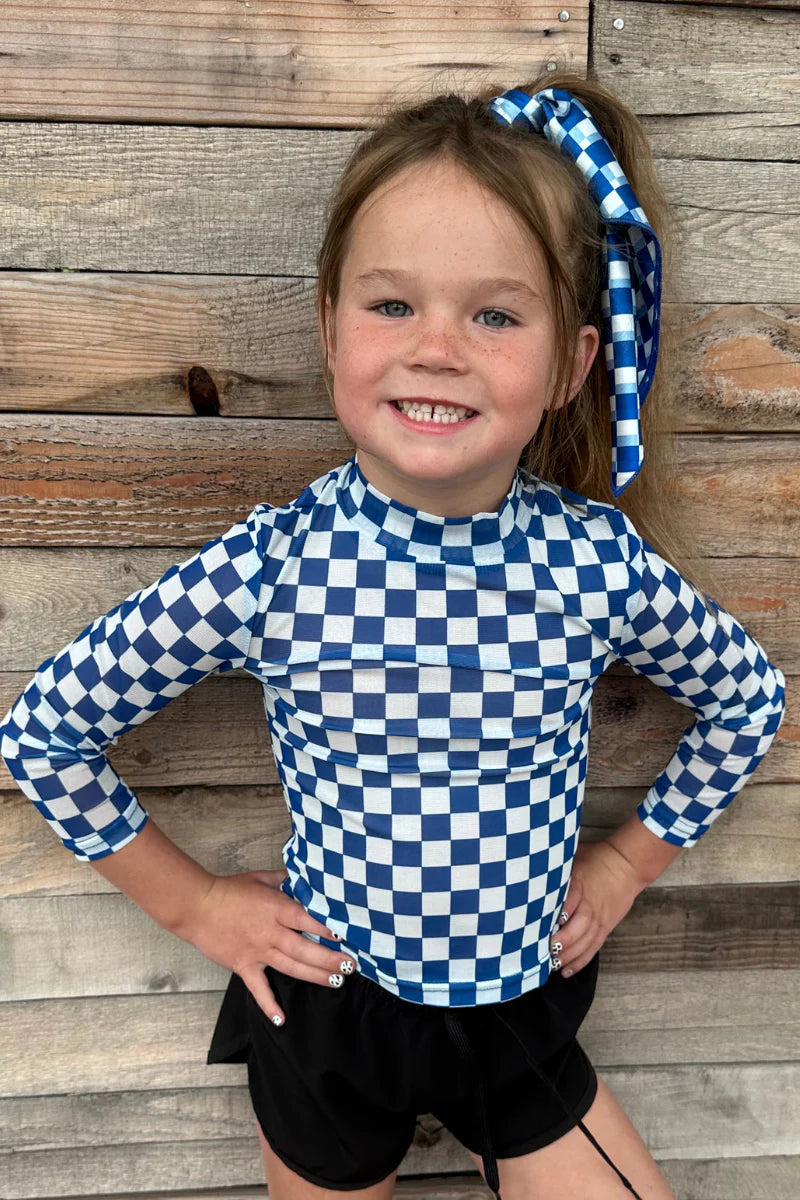 Mini Blue & White Mesh Top