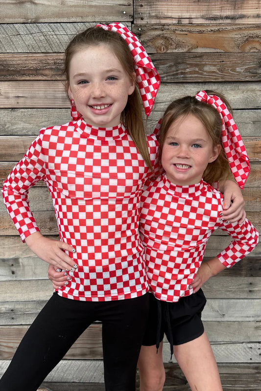 Mini Red & White Mesh Top
