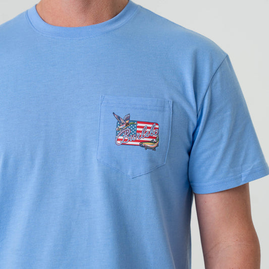 Patch Flag- Periwinkle Blue Short Sleeve Tee