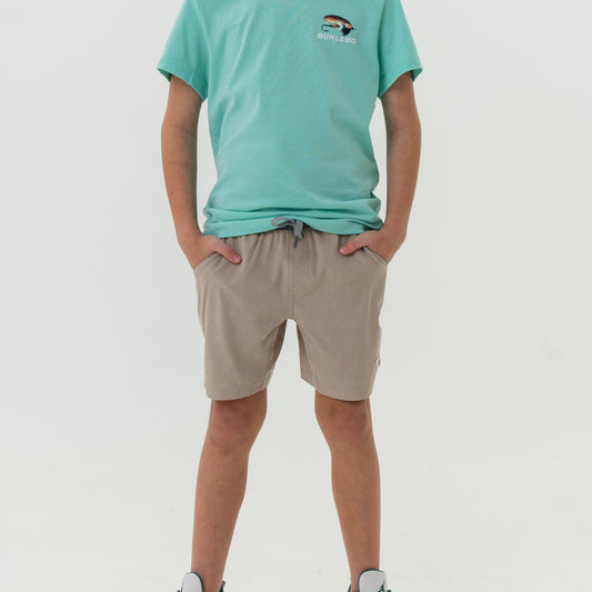 Burlebo Youth Athletic Shorts Heather Khaki