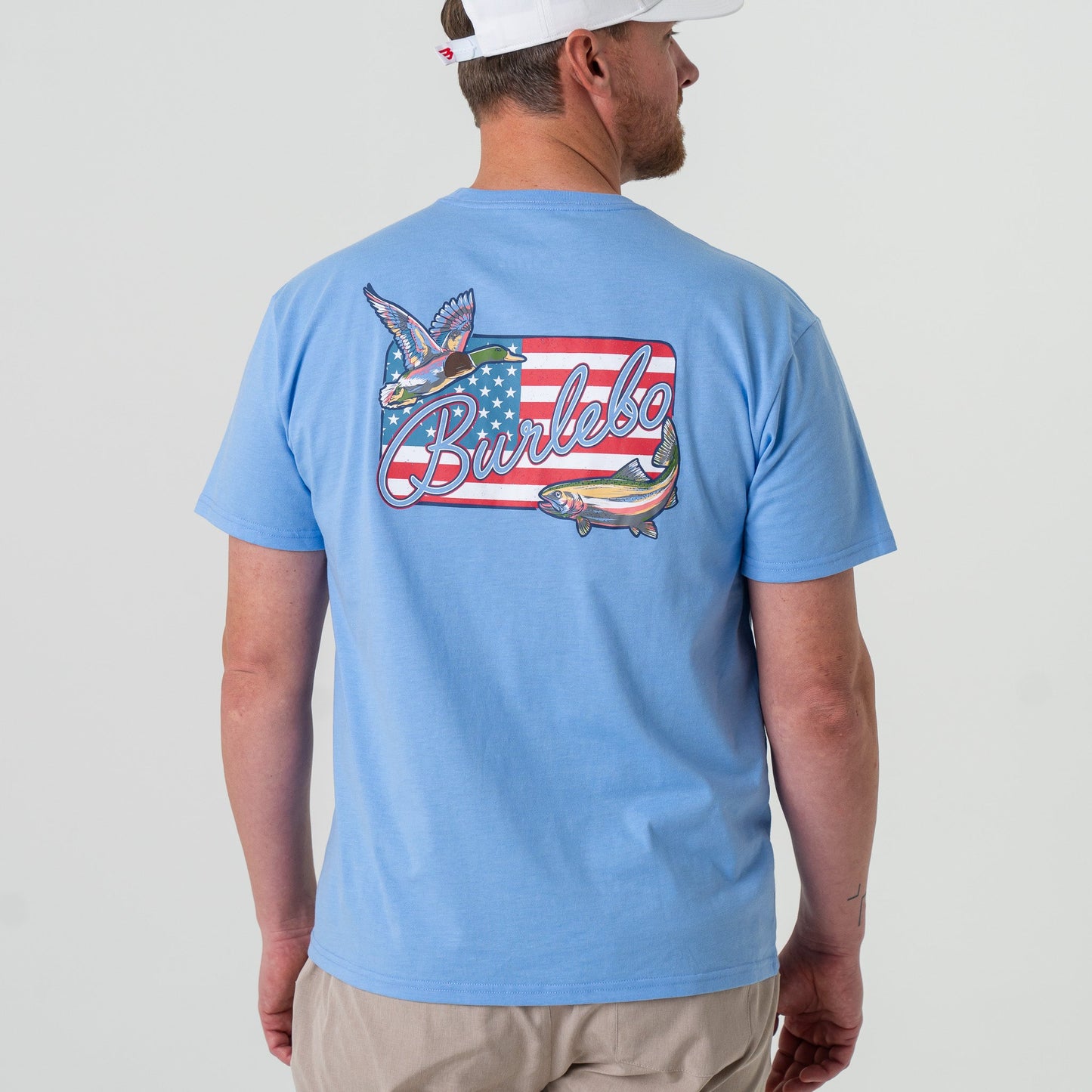 Patch Flag- Periwinkle Blue Short Sleeve Tee