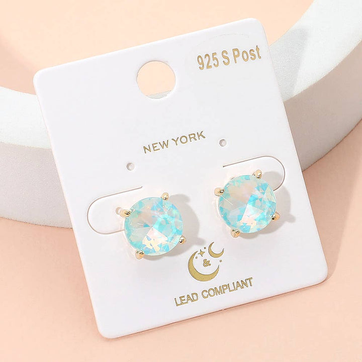 Round Stone Cushion Stud Earrings
