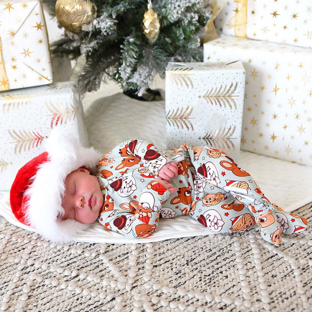 Rudolph ZIP Christmas Bamboo Baby One Piece Outfit