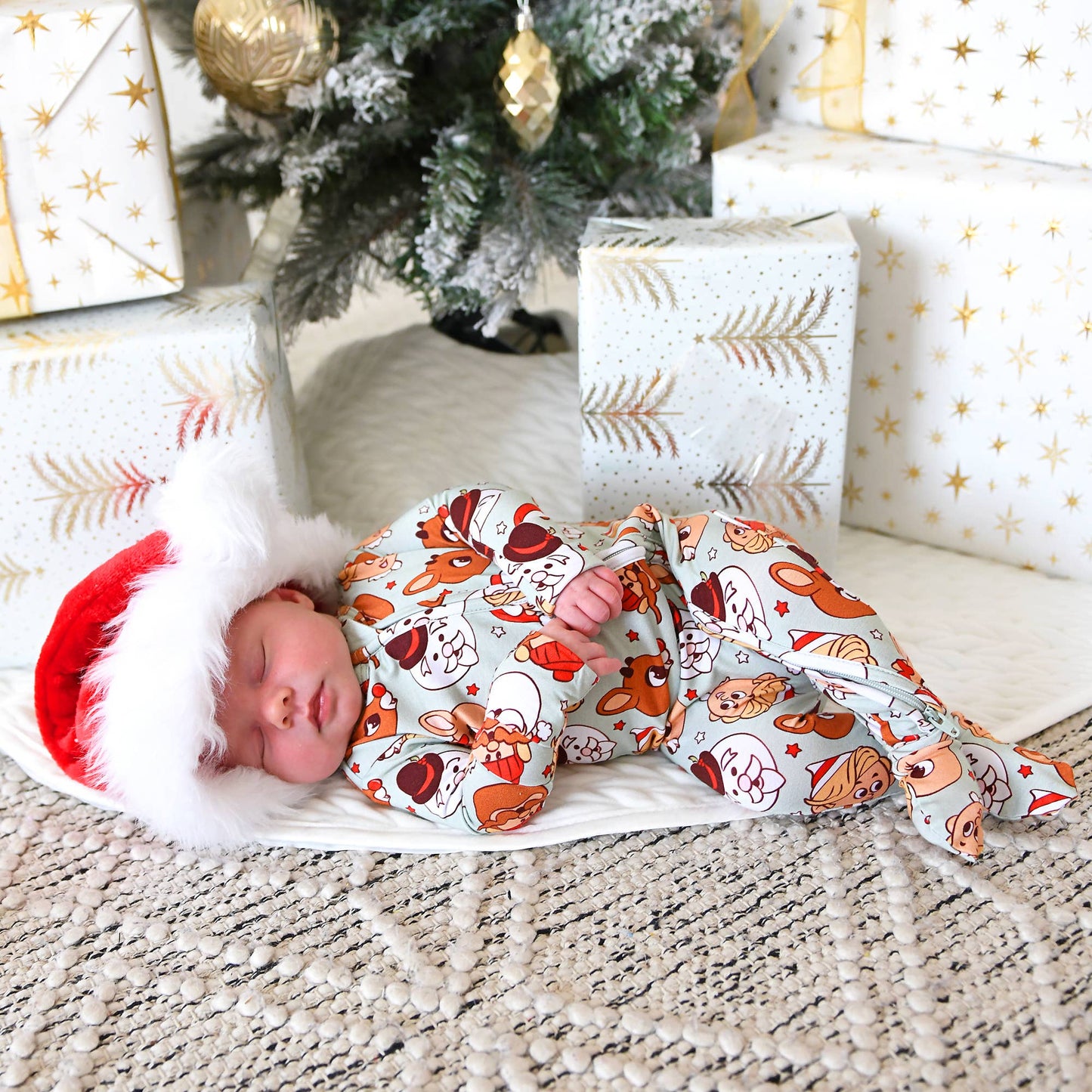 Rudolph ZIP Christmas Bamboo Baby One Piece Outfit
