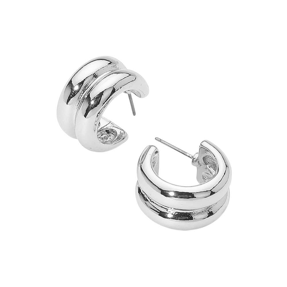 Two Tone Chunky Mini Hoop Earrings
