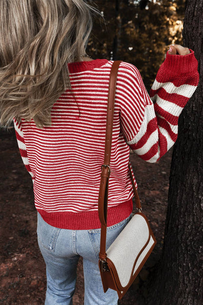 Striped Patchwork Knit Sweater