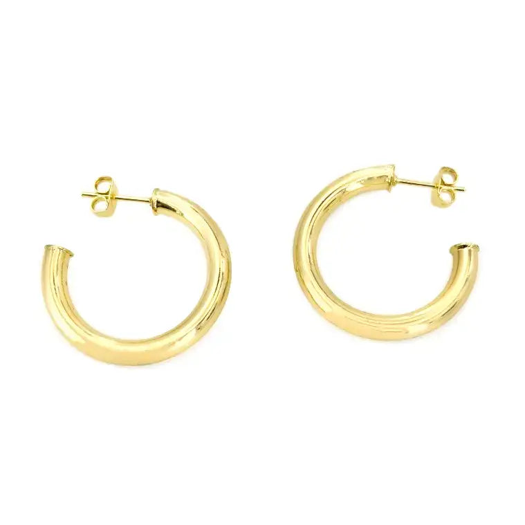 14K Gold-Plated Hollow Tube Hoop Earrings