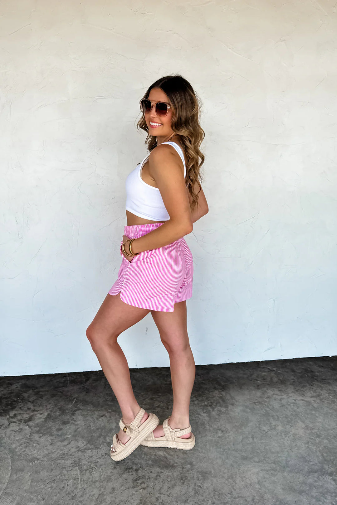 Sun &amp; Fun Pink Striped Shorts