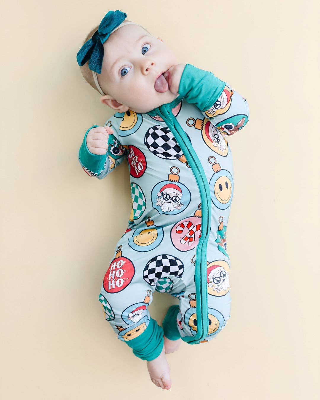 Bamboo Baby Clothing Zip Romper | Christmas Ornaments