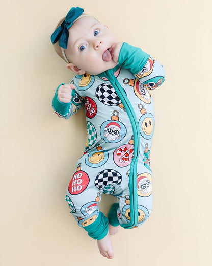 Bamboo Baby Clothing Zip Romper | Christmas Ornaments