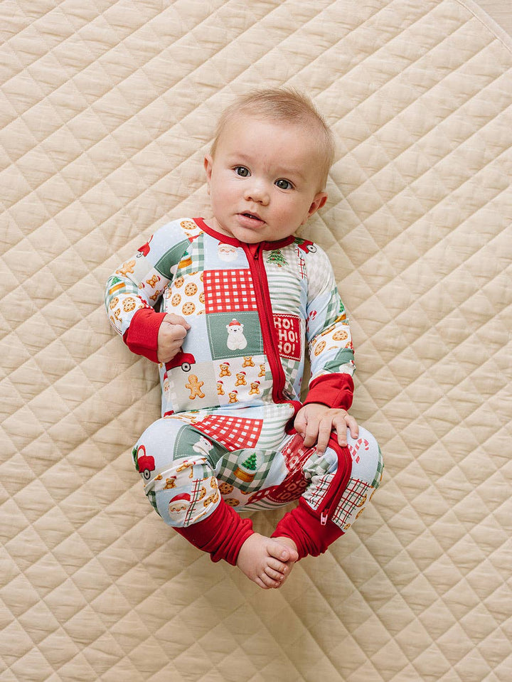 Christmas Patchwork Bamboo Baby Zip Romper
