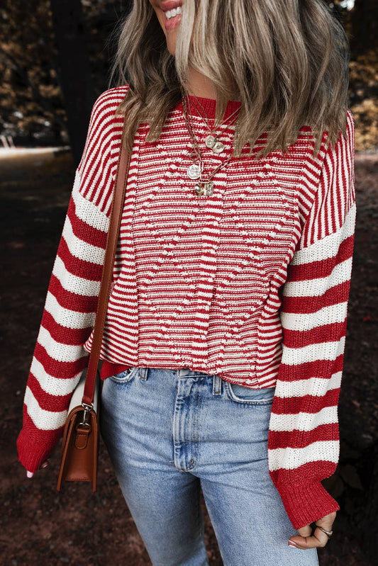 Striped Patchwork Knit Sweater