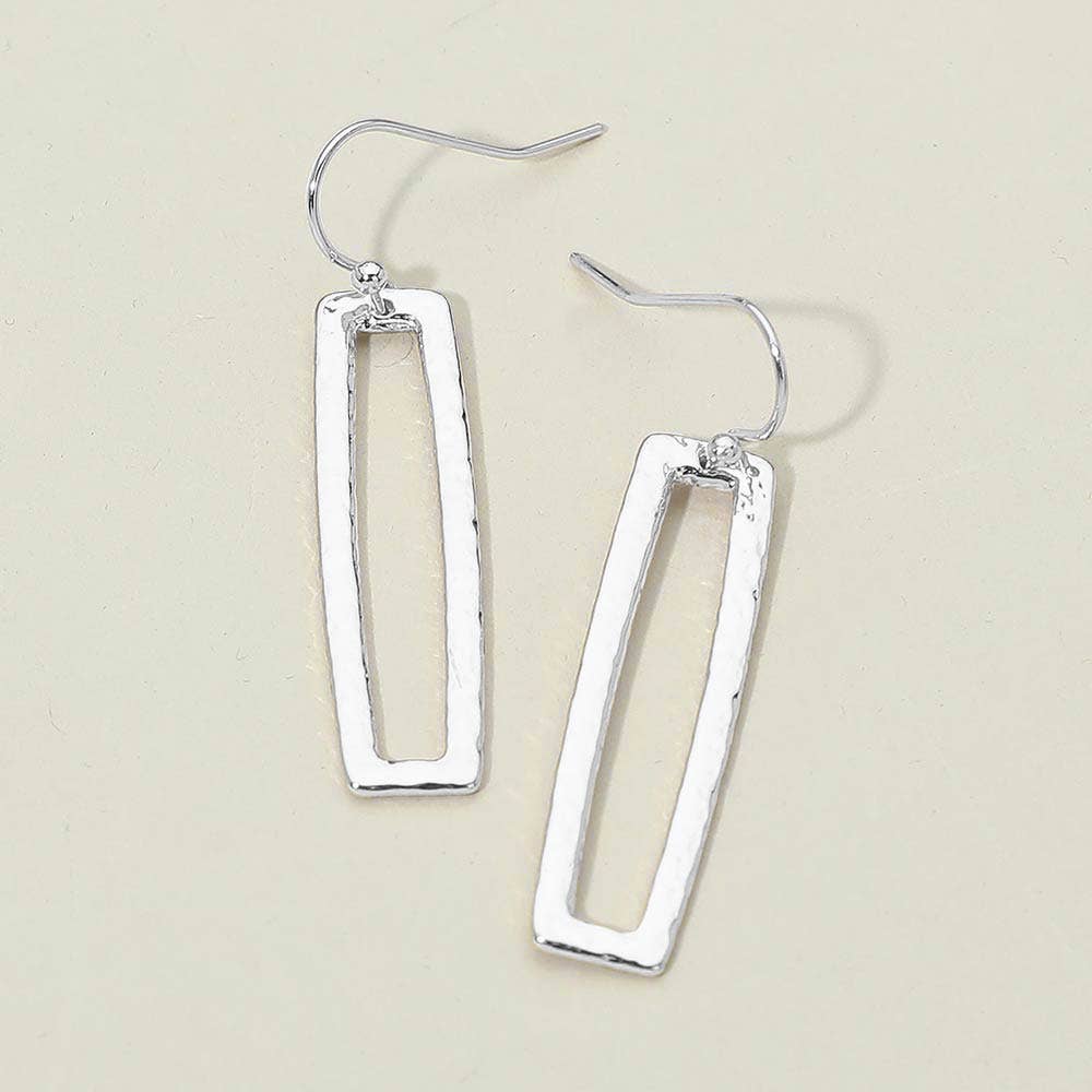 Geometric Metal Open Rectangle Drop Earrings