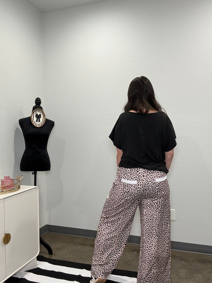 Wild Side Leopard Print Cropped Wide Leg Pants