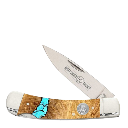 whiskey bent turquoise river lock blade knife – traditional pocket knife