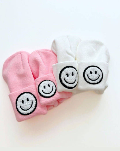 Smiley Baby Kids Beanie | White