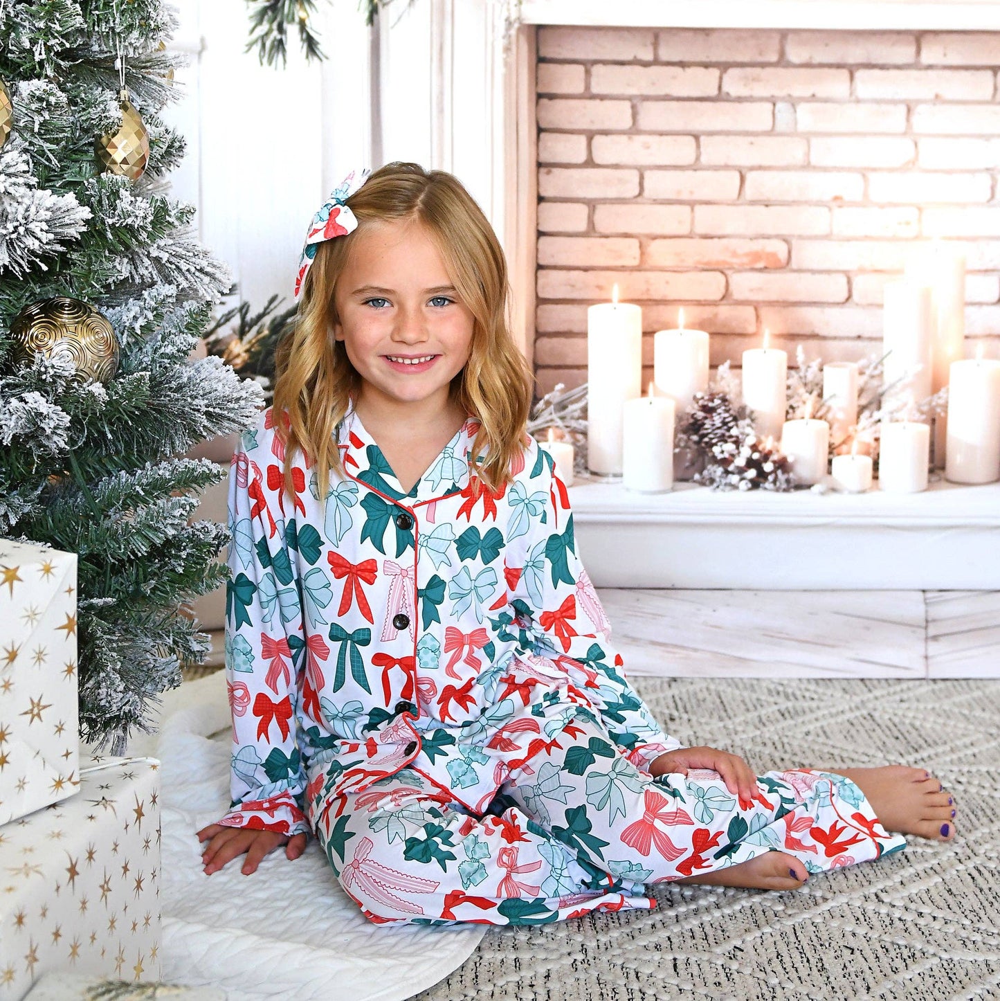 Belle Bows Kids Lounge Set matching christmas pajamas bamboo