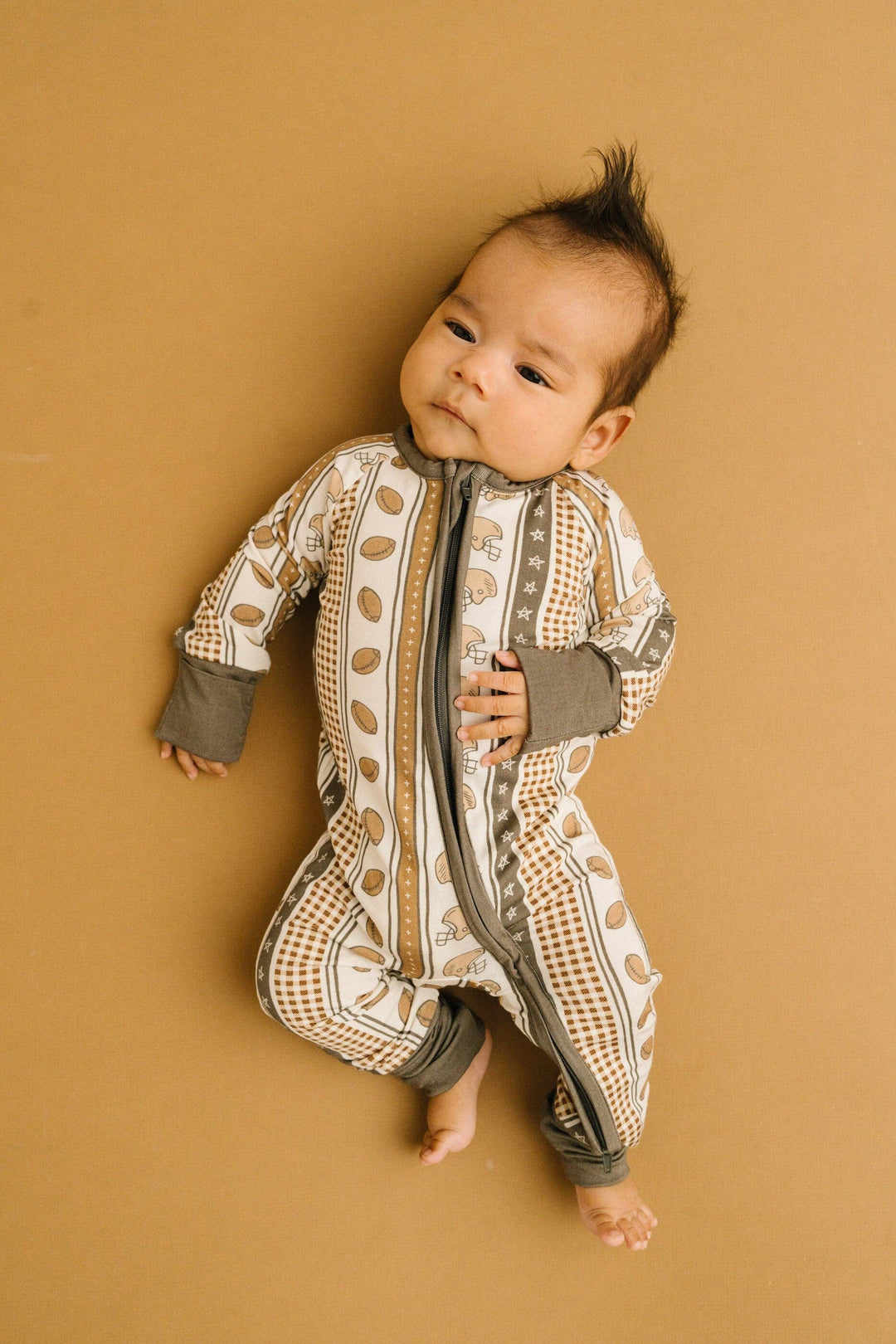 Touchdown Stripe Bamboo Football Baby Sleeper