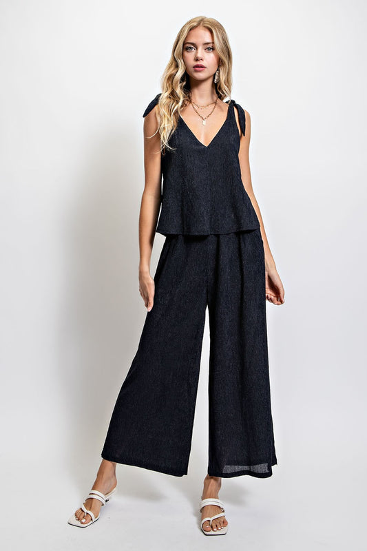 Set Illusion Jumpsuit With Shoulder Tie Detail