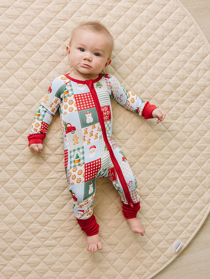 Christmas Patchwork Bamboo Baby Zip Romper