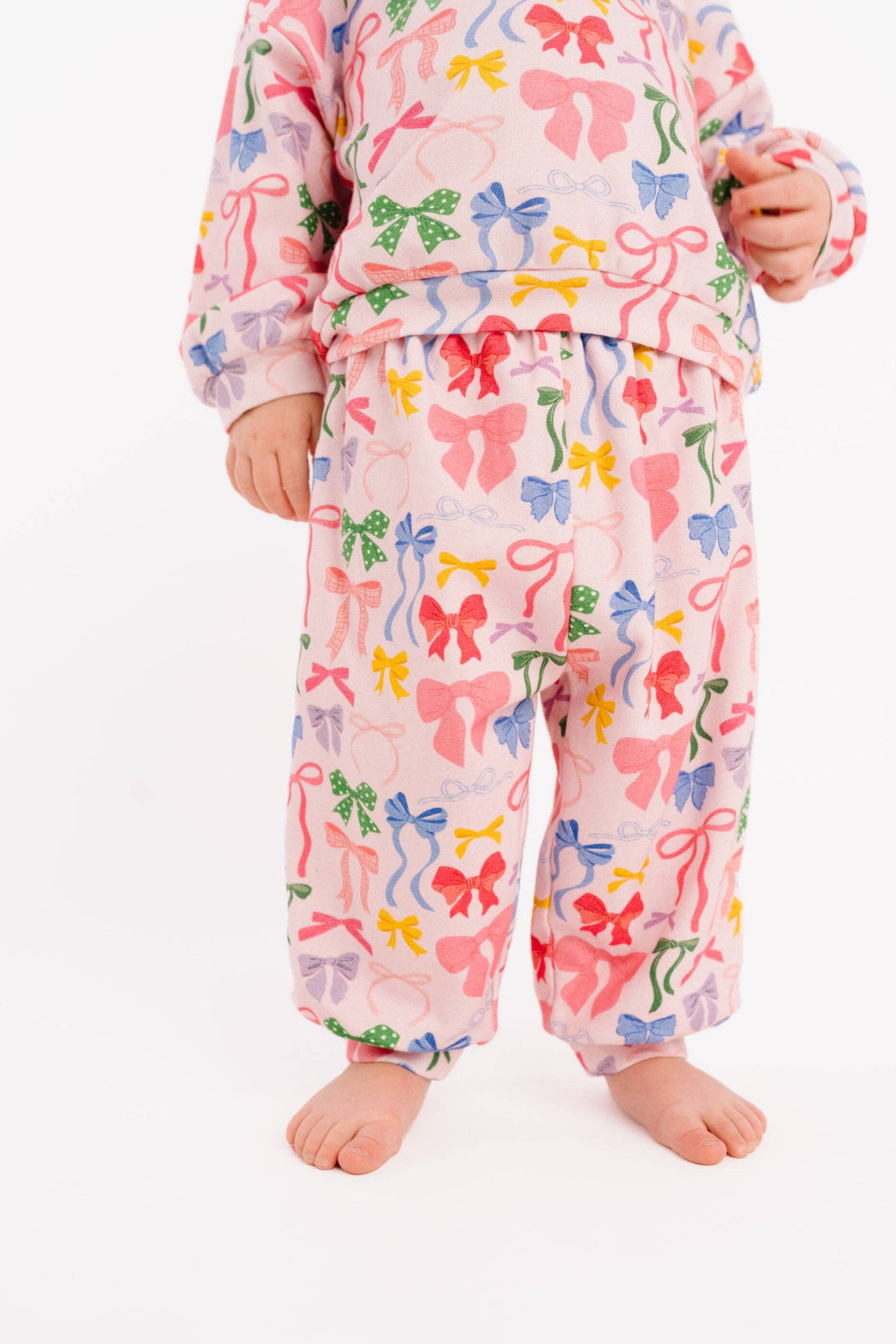 bow collection cozy cotton sweatsuit set – baby & toddler lounge set