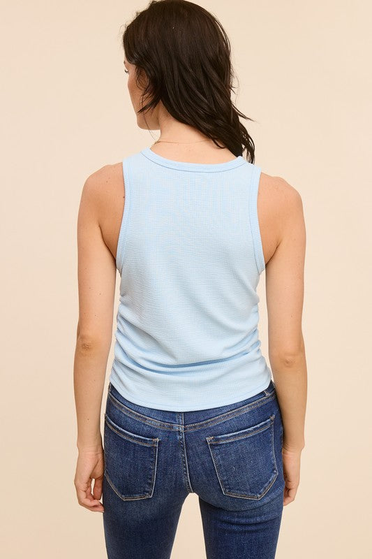 Ribbed Side Ruched Tank Top