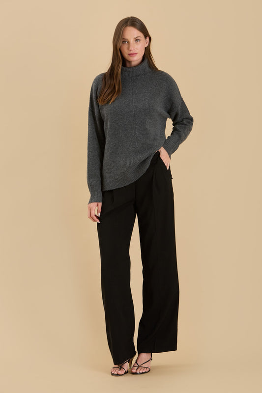 Turtleneck Front Seam Knit Sweater