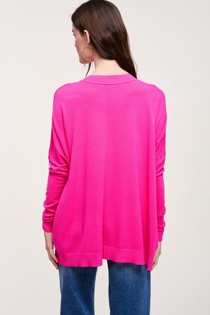 Hot Pink Oversized Hi-Low Sweater