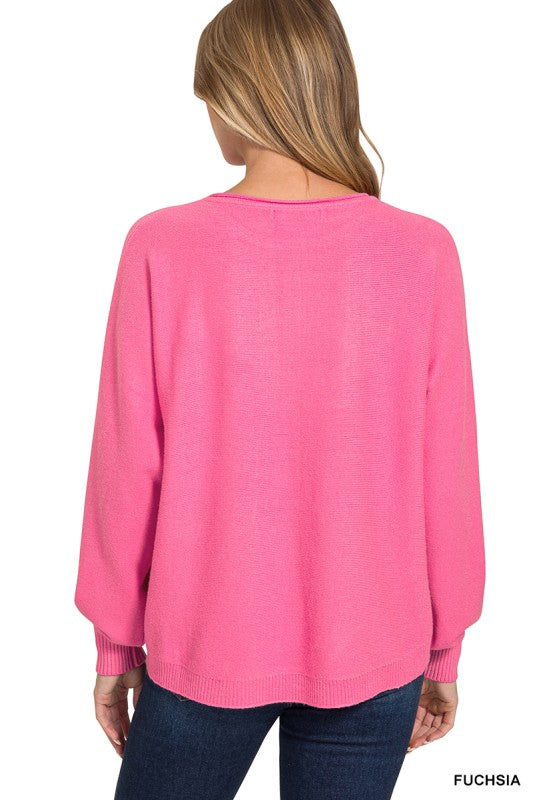 Front Seam Round Neck Sweater
