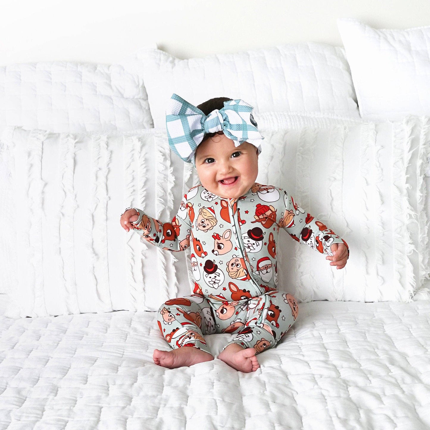 Rudolph ZIP Christmas Bamboo Baby One Piece Outfit