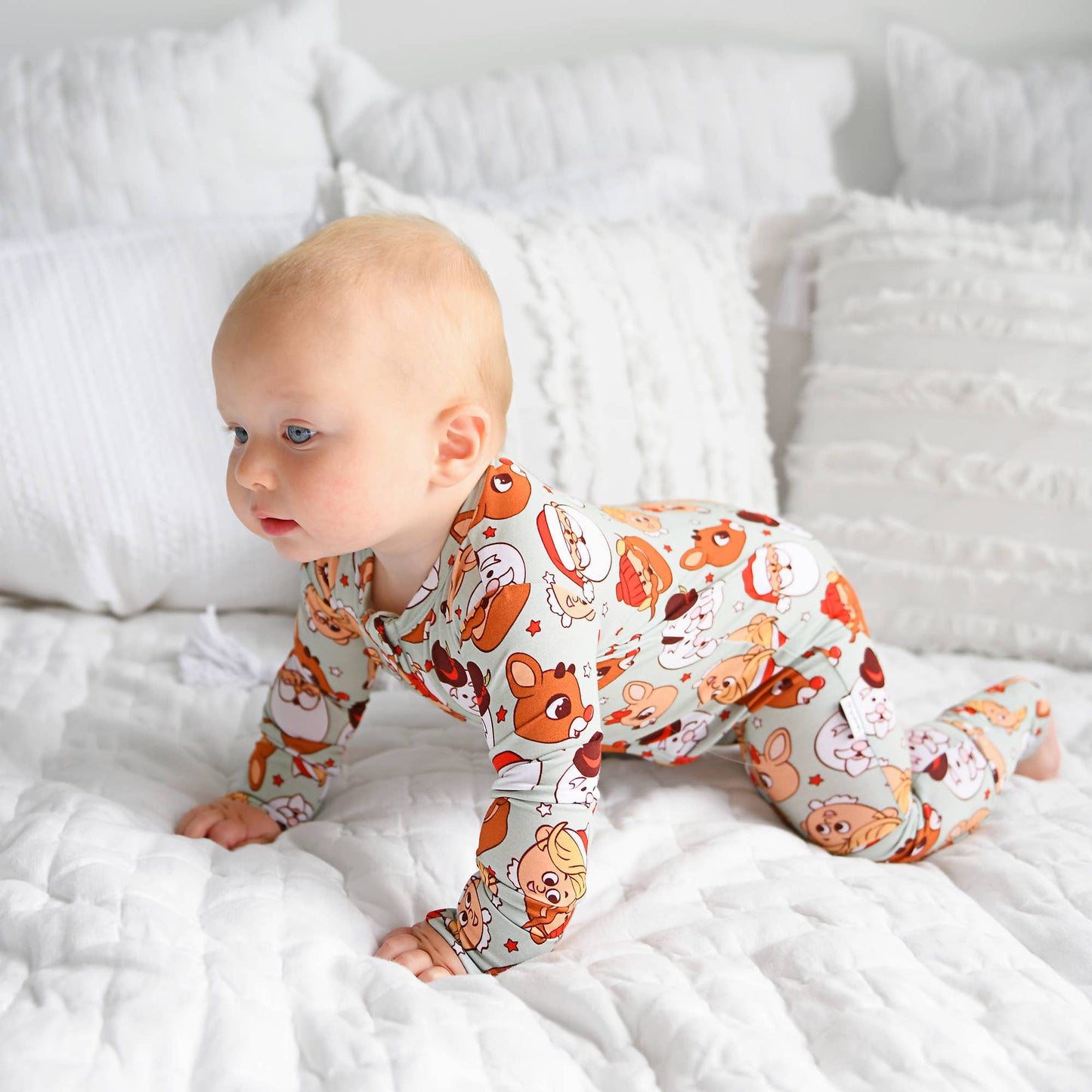 Rudolph ZIP Christmas Bamboo Baby One Piece Outfit