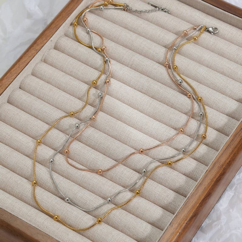 18K STAINLESS STEEL TARNISH FREE LAYERED NECKLACE | 40NK9501