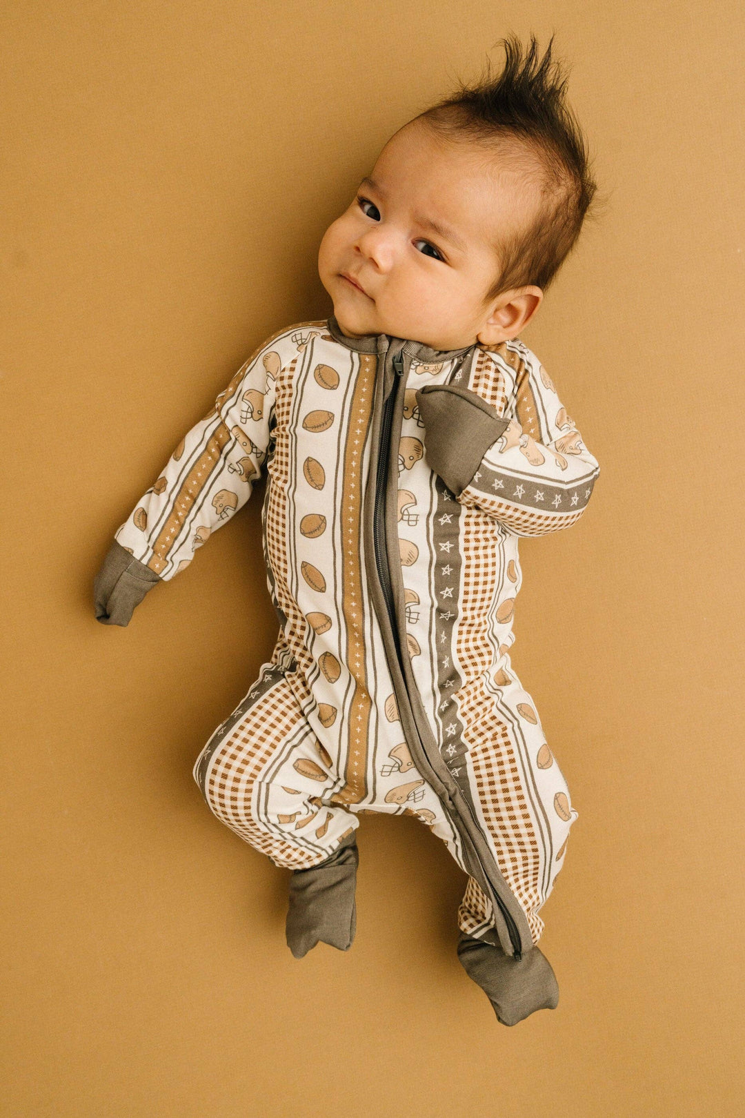 Touchdown Stripe Bamboo Football Baby Sleeper