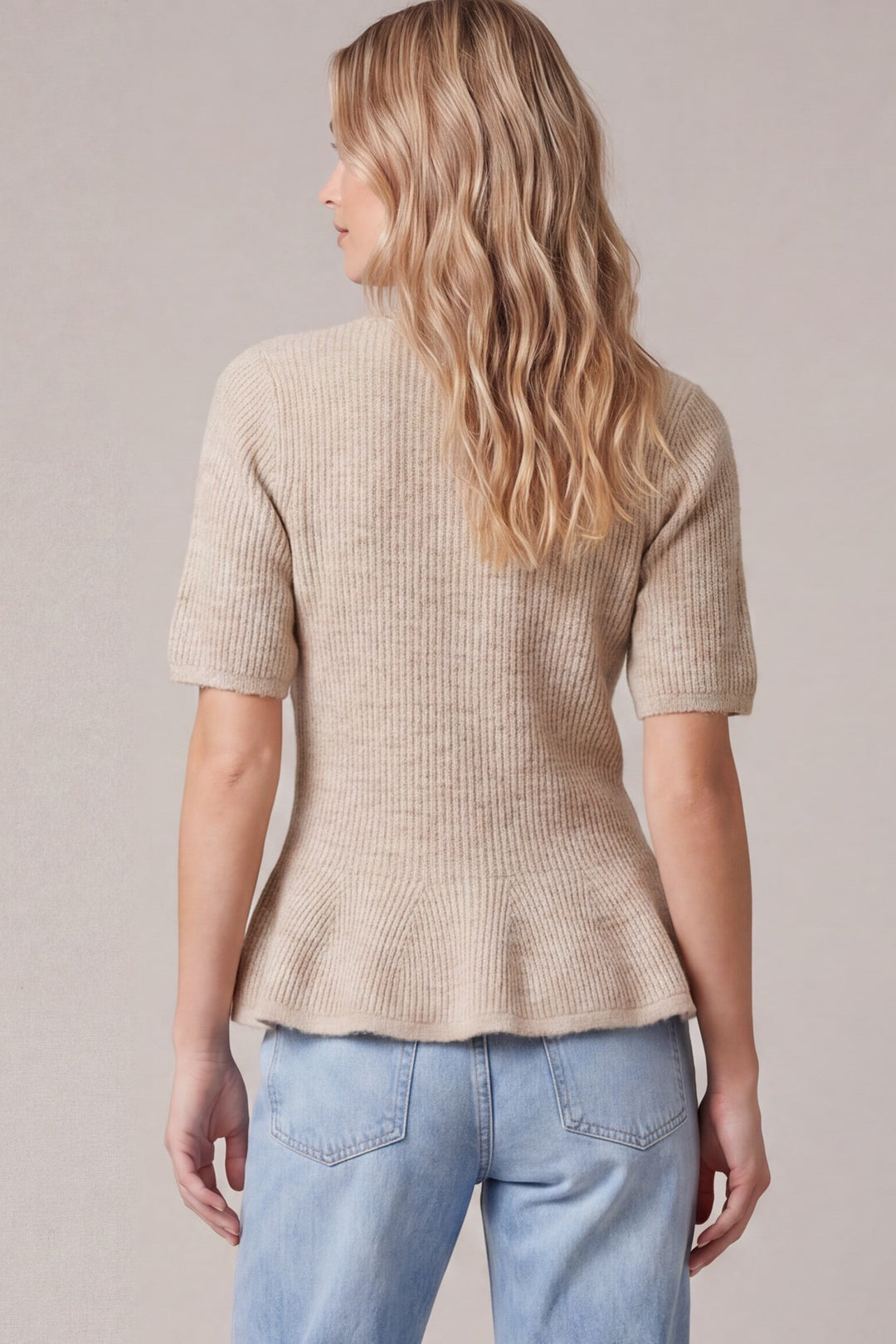 Short Sleeve Peplum Sweater