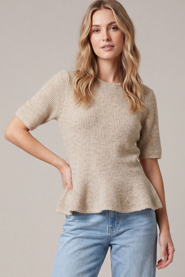 Short Sleeve Peplum Sweater