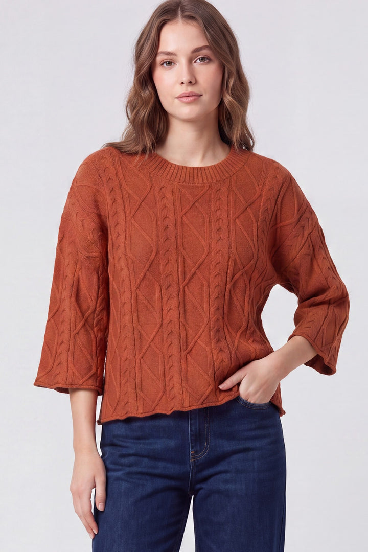 Autumn Spice Cable Knit Sweater Top