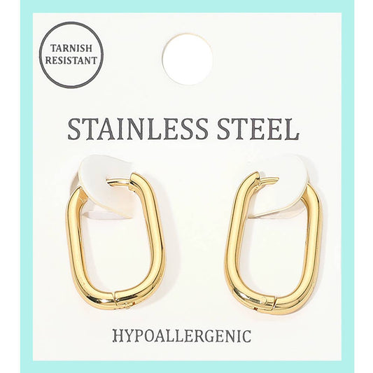 Stainless Steel Geometric Huggie Hoop Earrings
