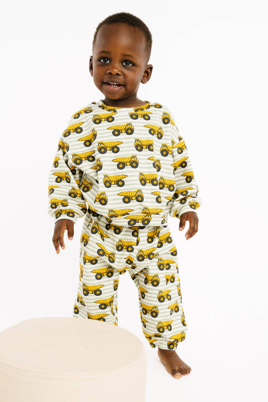 Dump Trucks Sweatsuit Cozy Cotton Sweatsuit Set – Baby & Toddler Lounge Set