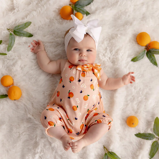 Sweet Tangerine Blossoms Bubble Romper