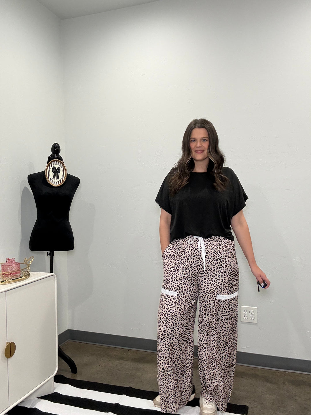 Wild Side Leopard Print Cropped Wide Leg Pants
