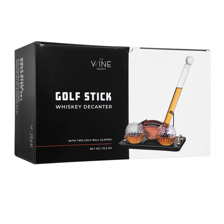 Golf Stick Whiskey Decanter Set with Golf Ball Glasses – Unique Golf Gift for Men