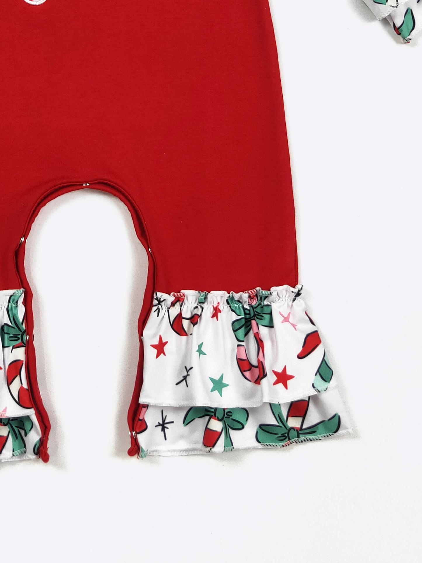 Candy Christmas Baby Romper-embroidery