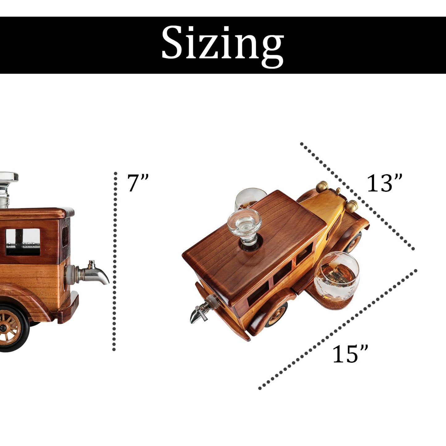 Wine Savant Vintage Car Whiskey Decanter Set – Classic Car Barware Gift