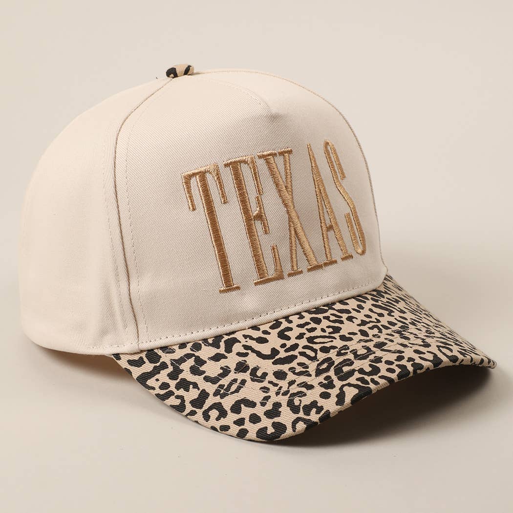 TEXAS Embroidery Leopard Two-Tone Trucker Hat