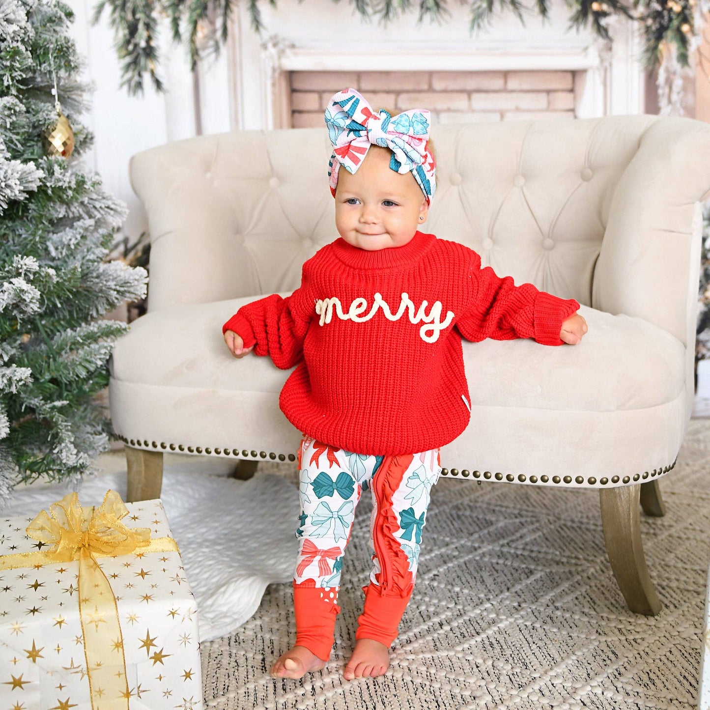 Belle Bows RUFFLE ZIP Christmas Bamboo Baby One Piece Outfit